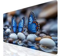Mouse Mat Butterfly 900x300x3mm Washable Large Mouse Pad Blue, Desk Mat Non-Slip Rubber Base Stitched Edge-Smooth Cloth Surface, Waterproof Laptop Desk Pad for Office, Work, MacBook, PC, Home UK-674
