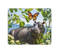 Mouse Mat Butterfly And Hippo Mouse Pad Non-Slip Mousepads Stitched Edge Desk Mat For Computers Office And Home Gaming L