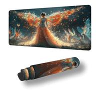 Mouse Mat Butterfly Mouse Pad Large 70 x 40 cm XXL Waterproof Desk Matt with Stitched Edges and Non-Slip Rubber Base, Extended Gaming Mousemat Fairy Keyboard Mat, for Gaming Office Desk Decor S-10378