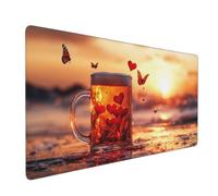 Mouse Mat Butterfly Mouse Pad Sunset Desk Mat Large 1000 x 500 x 3mm Non-Slip Rubber Base, Waterproof Surface, Durable Materials, Stitched Edges Gaming Mousepad, Computer Office Desk Accessories D-820