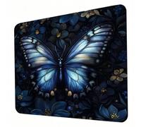 Mouse Mat, Butterfly Mouse Pad, Washable Small Mousepad Black Mousemat with Non-Slip Base Gaming Mousepad Portable Office Desk Accessories for Laptop Working Studying Gaming, 260 x 210 x 3mm J0-446