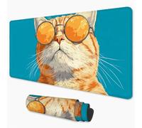 Mouse Mat Cat Gaming Mouse Pad xxl 1000x500 mm non Slip Desk Mat, Blue Extended Large Mousepad Waterproof & Stitched Edges Mouse and Keyboard Mat for Home, Office, Gaming Room 40x20 inch 3Y-138