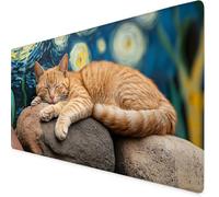 Mouse Mat Cat Mouse Pad Khaki Gaming Desk Mat Large 1200x600x3mm, Non-Slip Rubber Base, Waterproof Surface, Stitched Edges, Cute Mousepad for Office and Home Laptop, Desk Accessories For Women K7-669