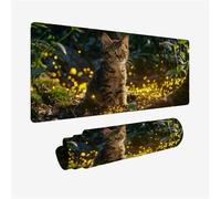 Mouse Mat Cat Mouse Pad Large 1000x400mm, Desk Mat Firefly Mousepad, Desk Pad with Non-Slip Base, Extended Waterproof Mousemat, Stitched Edges Keyboard Matt, Office Accessories, Gifts for Women H2-803