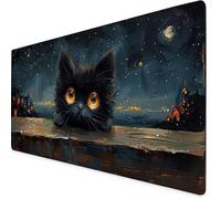 Mouse Mat Cat Mouse Pad Starry Sky Gaming Desk Mat Large 800x400x3mm, Non-Slip Rubber Base, Waterproof Surface, Stitched Edges, Pretty Cute Mousepad for Office and Home Laptop, Desk Accessories K7-747