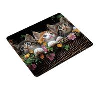 Mouse Mat Cat Small Mouse Pad 26 x 21 cm Gaming Mousepad Black Waterproof Desk Mat with Stitched Edge, Desk Accessories Mousemat with Non-Slip Rubber Base for Office Gaming Home, Gifts for Men S0-223