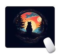Mouse Mat Cat Under The Moon Forests Mousepads Waterproof Mouse Pad Square Mice Pad For Laptop Computers Work S