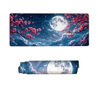 Mouse Mat Cherry Blossoms Mouse Pad Large 900x400x3mm,Mousepad Moon Desk Mat,Gaming Mouse Pad with Stitched Edges,Desk Pad with Non-Slip Base,Mouse Mat Waterproof,Office Accessories for Desk RS-425