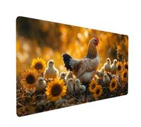 Mouse Mat Chicken Gaming Mousepad Large 36x20x0.12In, Desk Mat for Wireless Mouse Keyboard Laptop, Waterproof Mousemat Sunflower Stitched Edges Non-Slip Rubber Base for Office Gaming Desk model-5507