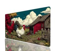 Mouse Mat Chicken Large Gaming Mouse Pad 32x16x0.12In Desk Mat Large as Mousepad for Laptop Desktop Pc Gaming Keyboard Improve Accuracy and Speed, Farm Mousemat for Desk Decor Gifts for Men Model-4963