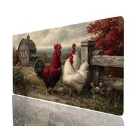 Mouse Mat Chicken Large Gaming Mouse Pad 32x16x0.12Inch, Desk Mat Large as Mousepad for Laptop Desktop Pc Gaming Keyboard Improve Accuracy and Speed, Farm Mousemat for Desk Decor Gifts Model-5347