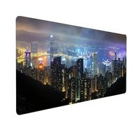 Mouse Mat City Gaming Mousepad Large 1000x500x3mm, Desk Mat for Wireless Mouse Keyboard Laptop, Waterproof Mousemat Night View Stitched Edges Non-Slip Rubber Base for Home Office Gaming Desk model5669
