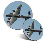 Mouse Mat & Coaster Set - Avro Lancaster Bomber Vintage Plane 20 cm & 9 cm for Computer & Laptop, Office, Non-slip Base #13086