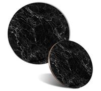 Mouse Mat & Coaster Set - Black Granite Rock Effect 20 cm & 9 cm for Computer & Laptop, Office, Non-slip Base #3320