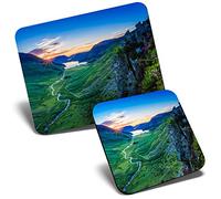 Mouse Mat & Coaster Set - Buttermere Valley Lake District UK 23.5 x 19.6 cm & 9 x 9 cm for Computer & Laptop, Office, Gift, Non-slip Base #44492