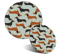 Mouse Mat & Coaster Set - Dachshund Sausage Dog Print 20 cm & 9 cm for Computer & Laptop, Office, Non-slip Base #14369