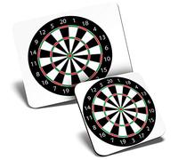 Mouse Mat & Coaster Set - Dart Board Darts Game 23.5 x 19.6 cm & 9 x 9 cm for Computer & Laptop, Office, Gift, Non-slip Base #4643
