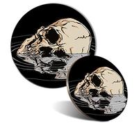 Mouse Mat & Coaster Set - Drowning Skull Modern Art Death 20 cm & 9 cm for Computer & Laptop, Office, Non-slip Base #21478