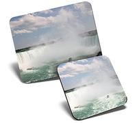 Mouse Mat & Coaster Set - Niagara Falls Canada Travel 23.5 x 19.6 cm & 9 x 9 cm for Computer & Laptop, Office, Gift, Non-slip Base #8227