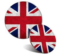 Mouse Mat & Coaster Set - Union Jack Flag GB UK England 20 cm & 9 cm for Computer & Laptop, Office, Non-slip Base #2240