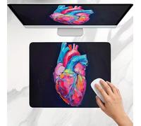 Mouse Mat Color Heart, Small Mouse Pad 40 x 30 cm, Ultra Thin Improves Speed and Accuracy, Non-Slip Rubber Base, with Stitched Edges, Wear-Resistant, Waterproof Mousepad for Office & Home j0j-473