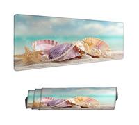 Mouse Mat Color Mouse Pad Large 120 x 40 cm XXL Mousepad with Stitched Edges and Non-Slip Rubber Base Keyboard Desk Pad, Improves Speed and Precision Gaming Mousemat Scallop, Home Office Decor H-1531