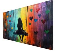 Mouse Mat Color Mouse Pad Large 900 x 500 x 3mm Desk Mat Heart Non-Slip Rubber Base, Waterproof Surface, Durable Materials, Stitched Edges Gaming Mousepad, Home Computer Office Desk Accessories Y7-128