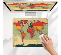 Mouse Mat Color World Map, Small Mouse Pad 40 x 30 cm, Ultra Thin Improves Speed and Accuracy, Non-Slip Rubber Base, with Stitched Edges, Wear-Resistant, Waterproof Mousepad for Office & Home j0j-444