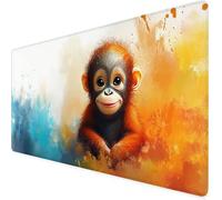Mouse Mat Colorful Gaming Mouse Pad 20.4x9.8in XXL Extended Desk Mat, Keyboard Mousepad Chimpanzees, Water-Resistant Surface And Non-Slip Base Mousemat, for Gaming Office Desk Accessories F1-147