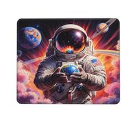 Mouse Mat Cosmic Astronaut Holding Earth with Vibrant Space Mouse Pad