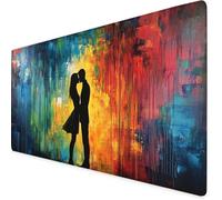 Mouse Mat Couple Mouse Pad Graffiti Gaming Desk Mat Large 1500x800x3mm, Non-Slip Rubber Base, Waterproof Surface, Stitched Edges, Pretty Mousepad for Office and Home Laptop, Desk Accessories K7-453