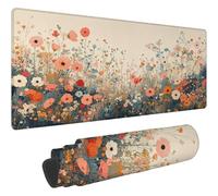 Mouse Mat Cream Mouse Pad, Desk Mat Large 800x400mm, Waterproof Surface Flowers Mousepad, With Anti-Slip Rubber Base Keyboard Mat, With Stitched Edges Desk Pads, For Laptop Office & Home Mousemat T292