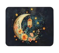Mouse Mat Crescent Moon With Flowers Rectangular Stitched Edges Mouse Pad Improves Speed And Precision Desk Pad For Home Office Pc 25X30Cm