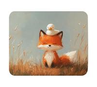 Mouse Mat Cute Fox With A Duck On Its Head Stitched Edges Desk Pad Anti-Slip Rubber Base Gaming Mousepad For Computer Work Home 25X30Cm