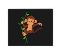 Mouse Mat Cute Monkey On A Vine Stitched Edges Mouse Pad Anti-Slip Rubber Base Desk Pad For Computer Work Desk 25X30Cm