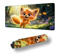 Mouse Mat Cute Mouse Pad Large 70 x 40 cm XXL Waterproof Desk Matt with Stitched Edges and Non-Slip Rubber Base, Extended Gaming Mousemat Fox Keyboard Mat, for Gaming Office Desk Decor Gifts S-6049