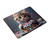 Mouse Mat Cute Small Mouse Pad 24 x 20 cm Gaming Mousepad Cat Waterproof Desk Mat with Stitched Edge, Desk Accessories Mousemat with Non-Slip Rubber Base for Office Gaming Home, Gifts for Men S0-103