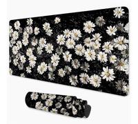 Mouse Mat Daisy Gaming Mouse Pad xxl 800x300 mm non Slip Desk Mat, White Extended Large Mousepad Waterproof & Stitched Edges Mouse and Keyboard Mat for Home, Office, Gaming Room 32x12 inch 3Y-1014
