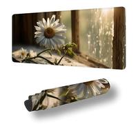 Mouse Mat Daisy Mouse Pad Large 150x80 cm XXL Waterproof Desk Matt with Stitched Edges and Non-Slip Rubber Base, Extended Gaming Mousemat Scene Keyboard Mat, for Gaming Office Desk Decor Gifts S-3315