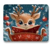 Mouse Mat, Deer Mouse Pad, Small Mousepads Cute, 420x350x3mm, Mousemat with Non-Slip, Desk Mat Portable for Office Laptop Working Studying, Smooth Surface Desk Accessories, Washable, Gifts c0-592