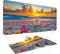 Mouse Mat, Desk Mat Large 1000x500x3mm XL Mousepad - Mouse Pad Gaming - Improved Precision and Speed - Non-Slip Rubber Base, Waterproof Surface, Stable on Smooth Surfaces Beach Shell j0zj-334
