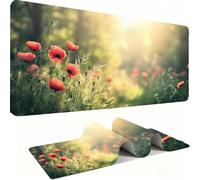 Mouse Mat, Desk Mat Large 1000x500x3mm XL Mousepad - Mouse Pad Gaming - Improved Precision and Speed - Non-Slip Rubber Base, Waterproof Surface, Stable on Smooth Surfaces Gifts Men Flower Red j0zj-490