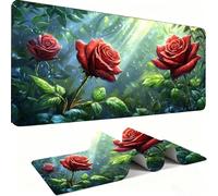 Mouse Mat, Desk Mat Large 1000x500x3mm XL Mousepad - Mouse Pad Gaming - Improved Precision and Speed - Non-Slip Rubber Base, Waterproof Surface, Stable on Smooth Surfaces Gifts Men Rose Red j0zj-130