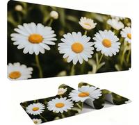 Mouse Mat, Desk Mat Large 1200x600x3mm XL Mousepad - Mouse Pad Gaming - Improved Precision and Speed - Non-Slip Rubber Base, Waterproof Surface, Stable on Smooth Surfaces Flower White j0zj-802