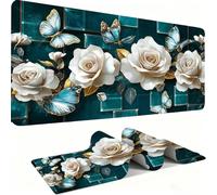 Mouse Mat, Desk Mat Large 1500x800x3mm XL Mousepad - Mouse Pad Gaming - Improved Precision and Speed - Non-Slip Rubber Base, Waterproof Surface, Stable on Smooth Surfaces Butterfly Flower j0zj-700
