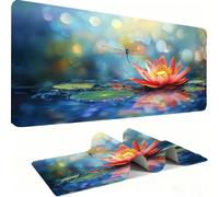 Mouse Mat, Desk Mat Large 1500x800x3mm XL Mousepad - Mouse Pad Gaming - Improved Precision and Speed - Non-Slip Rubber Base, Waterproof Surface, Stable on Smooth Surfaces Flower Dragonfly j0zj-595