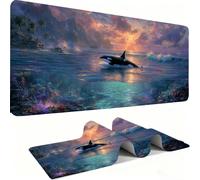 Mouse Mat, Desk Mat Large 600x300x3mm XL Mousepad - Mouse Pad Gaming - Improved Precision and Speed - Non-Slip Rubber Base, Waterproof Surface, Stable on Smooth Surfaces Whale Animal j0zj-769