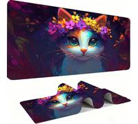 Mouse Mat, Desk Mat Large 600x300x3mm XL Mousepad - Mouse Pad Gaming - Improved Precision and Speed - Non-Slip Rubber Base, Waterproof Surface, Stable on Smooth Surfaces Cat Colorful j0zj-151