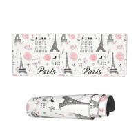 Mouse Mat Doodle Eiffel Pink Flower Large Mouse Pads Portable Writing Mat, For Desk, Home, Study, 80x30cm