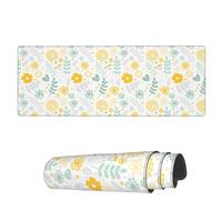 Mouse Mat Doodle Flower Leaves Spring Large Mouse Pads Portable Computer Mousepad, For Travel, Laptop, Home, 80x30cm